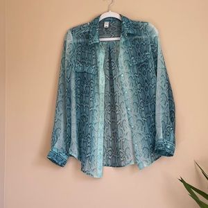 Old Navy sheer Snakeskin Button up